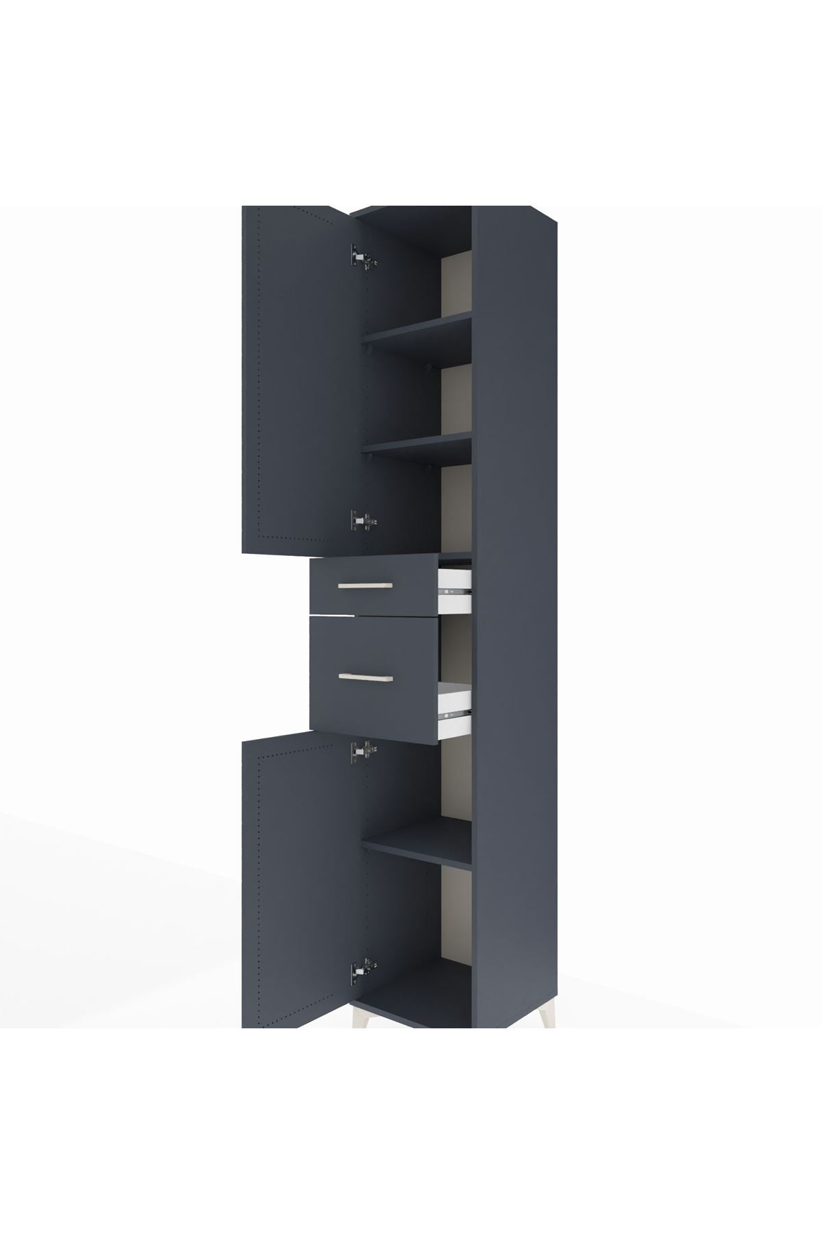 Hyperion Dolap 4 Raflı 2 Çekmeceli 2 Kapaklı 44x44x243 Antrasit-Antrasit