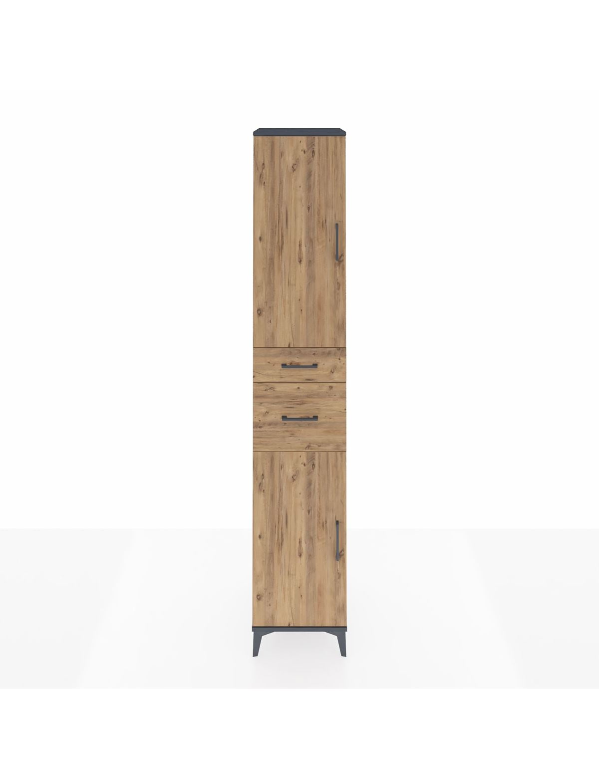 Hyperion Dolap 4 Raflı 2 Çekmeceli 2 Kapaklı 44x44x243 Antrasit-Çam