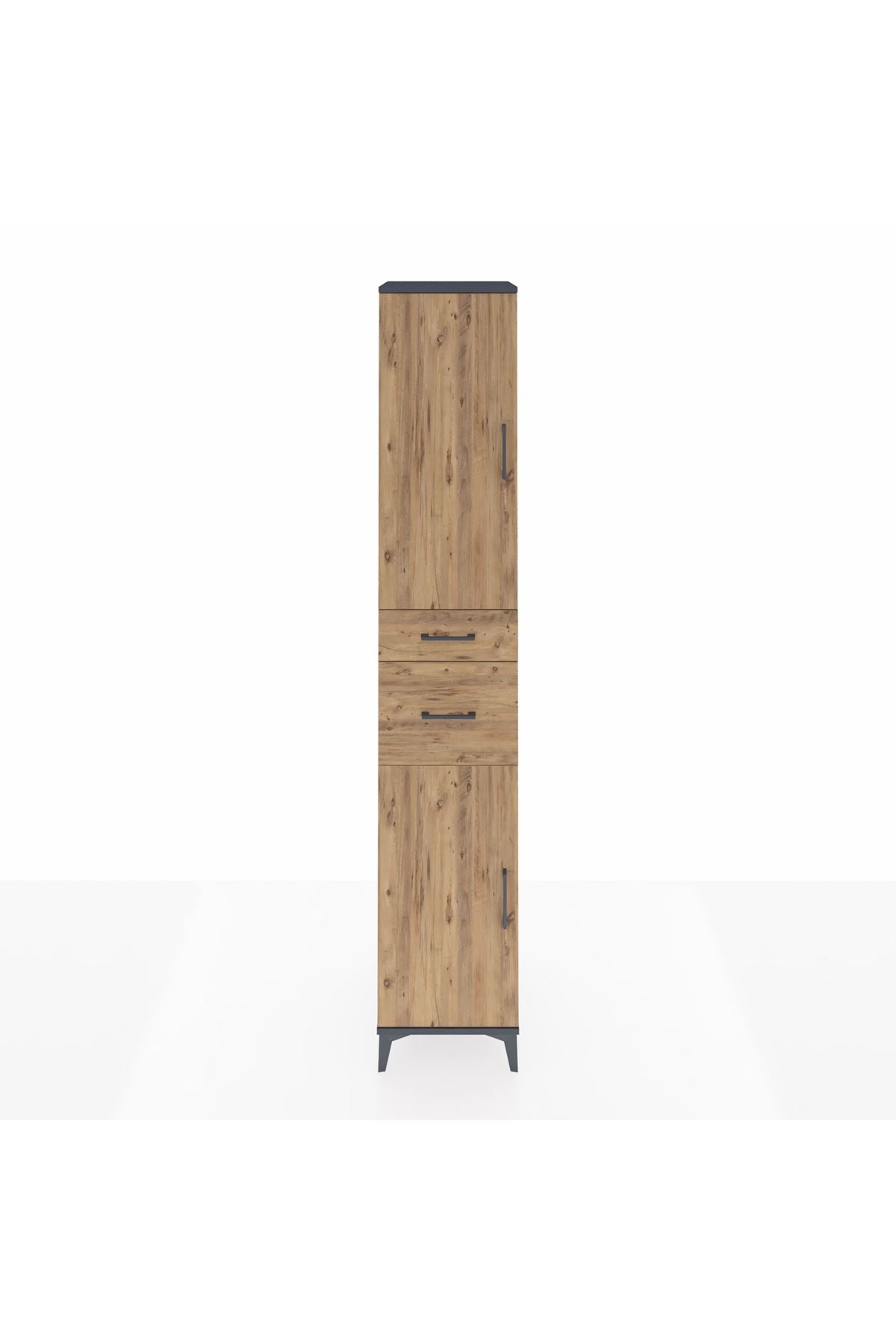 Hyperion Dolap 4 Raflı 2 Çekmeceli 2 Kapaklı 44x44x243 Antrasit-Çam