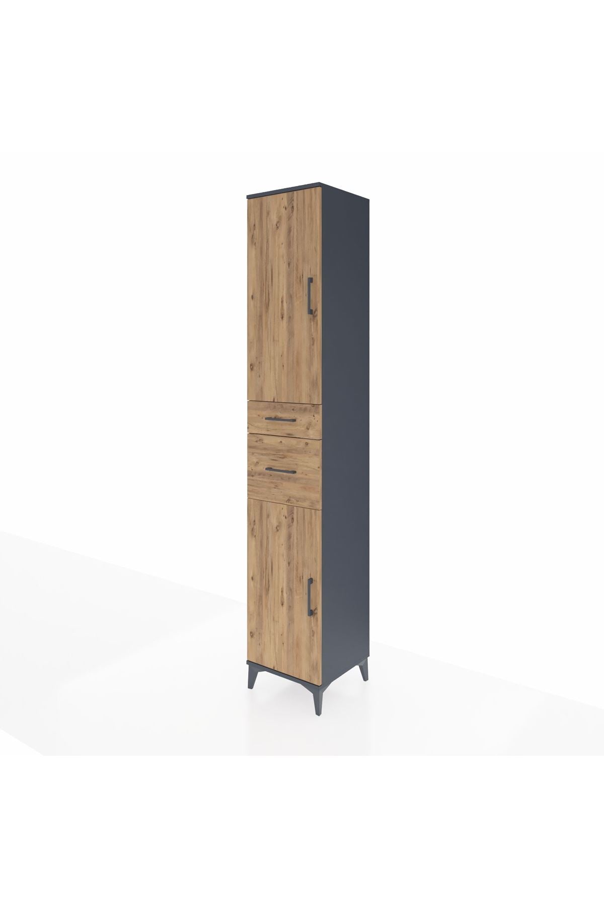 Hyperion Dolap 4 Raflı 2 Çekmeceli 2 Kapaklı 44x44x243 Antrasit-Çam