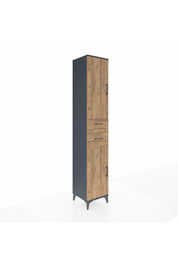 Hyperion Dolap 4 Raflı 2 Çekmeceli 2 Kapaklı 44x44x243 Antrasit-Çam