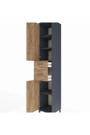 Hyperion Dolap 4 Raflı 2 Çekmeceli 2 Kapaklı 44x44x243 Antrasit-Çam