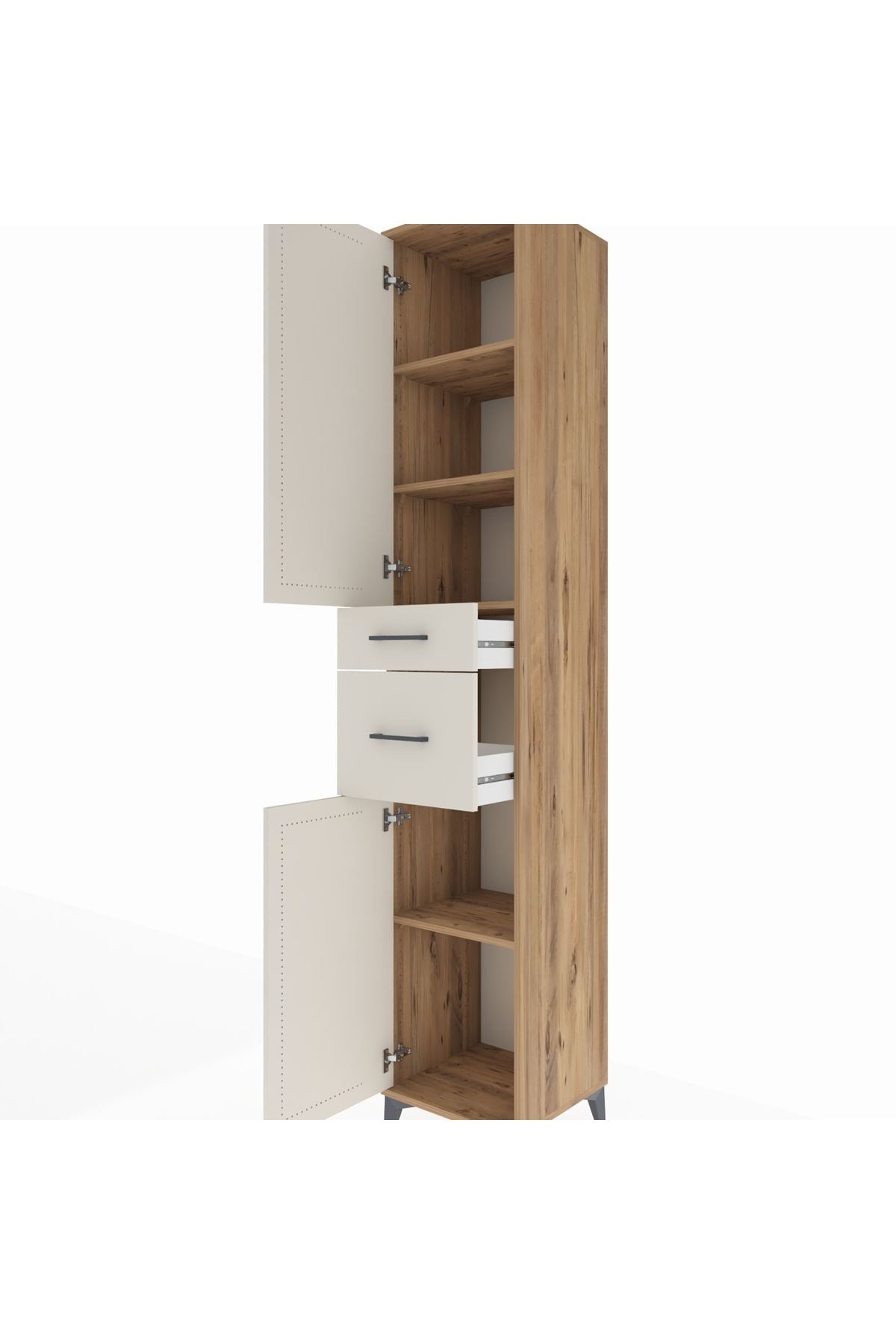 Hyperion Dolap 4 Raflı 2 Çekmeceli 2 Kapaklı 44x44x243 Çam-Aytaşı