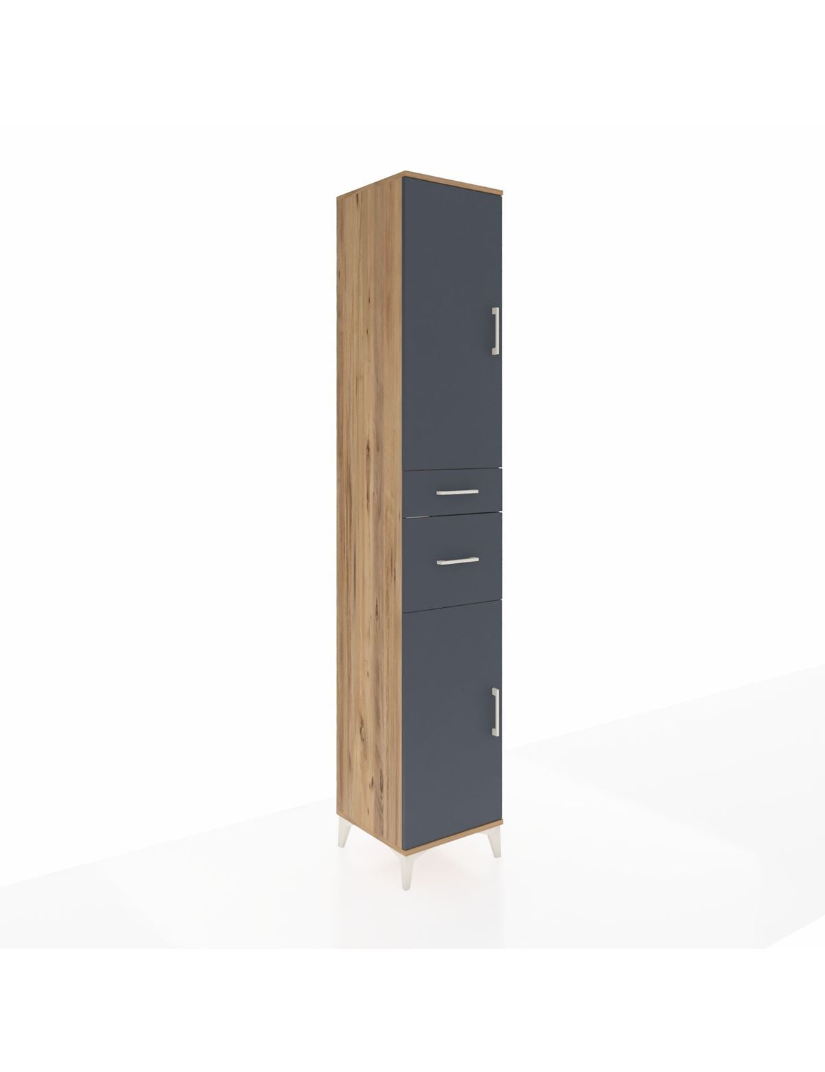 Hyperion Dolap 4 Raflı 2 Çekmeceli 2 Kapaklı 44x44x243 Çam-Antrasit