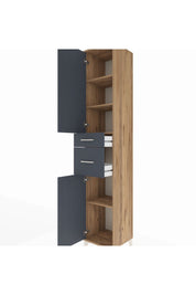 Hyperion Dolap 4 Raflı 2 Çekmeceli 2 Kapaklı 44x44x243 Çam-Antrasit