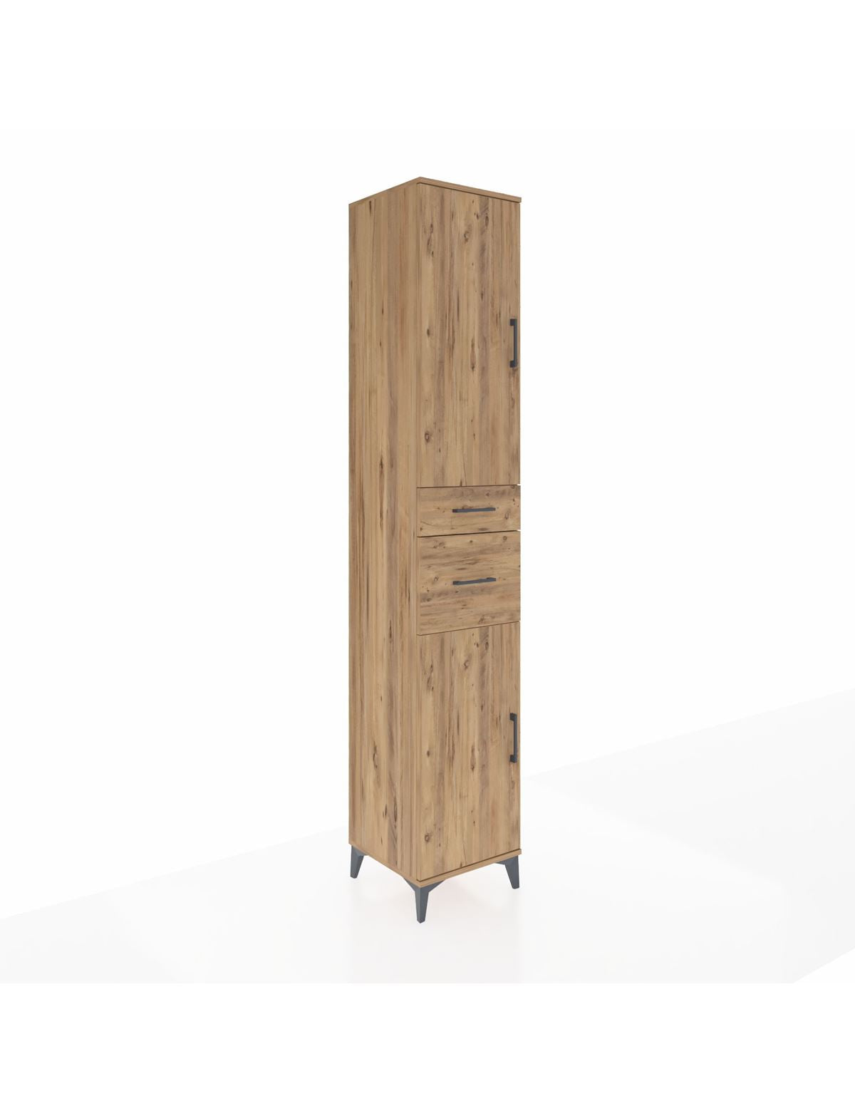 Hyperion Dolap 4 Raflı 2 Çekmeceli 2 Kapaklı 44x44x243 Çam-Çam