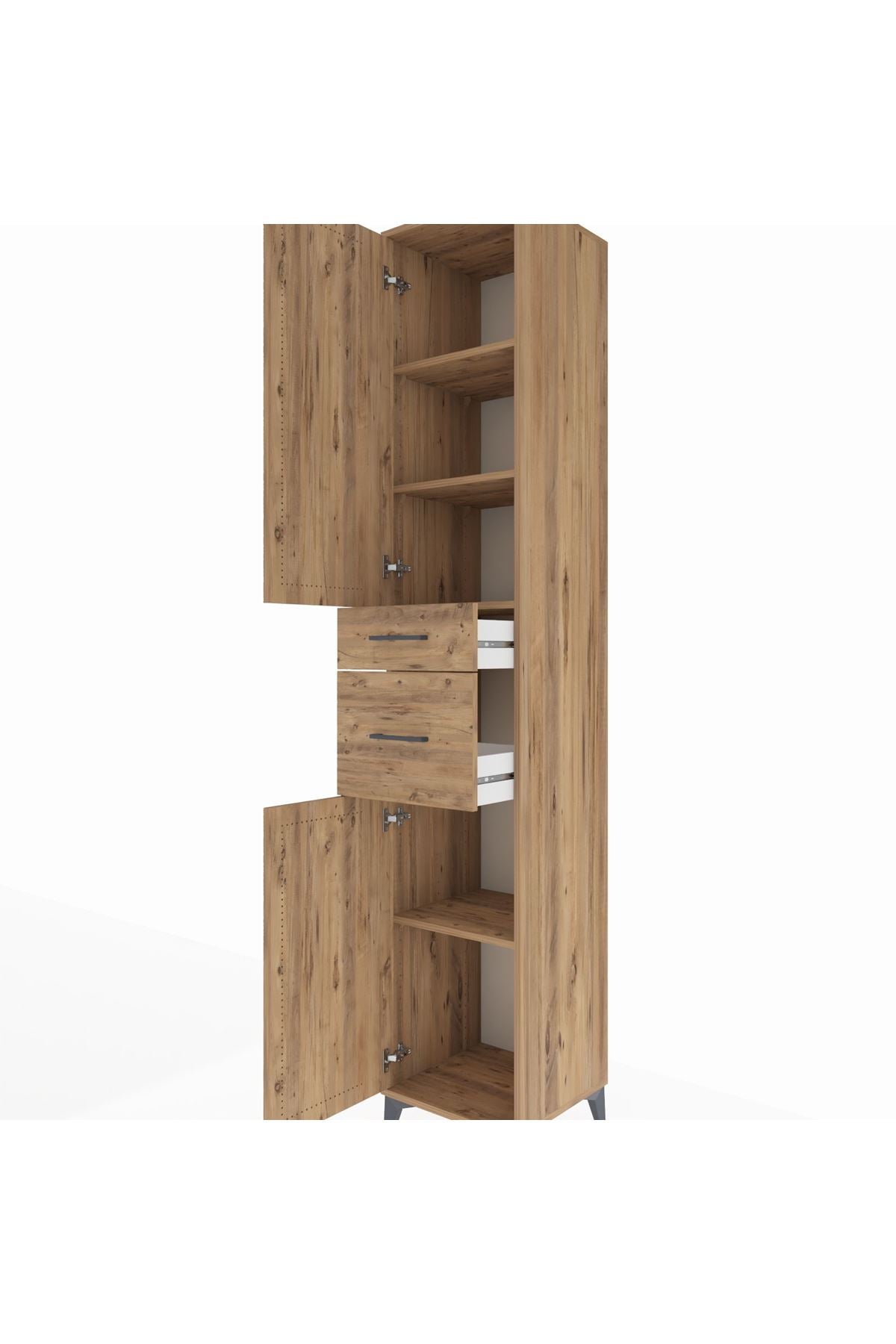 Hyperion Dolap 4 Raflı 2 Çekmeceli 2 Kapaklı 44x44x243 Çam-Çam