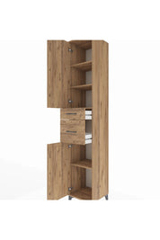 Hyperion Dolap 4 Raflı 2 Çekmeceli 2 Kapaklı 44x44x243 Çam-Çam