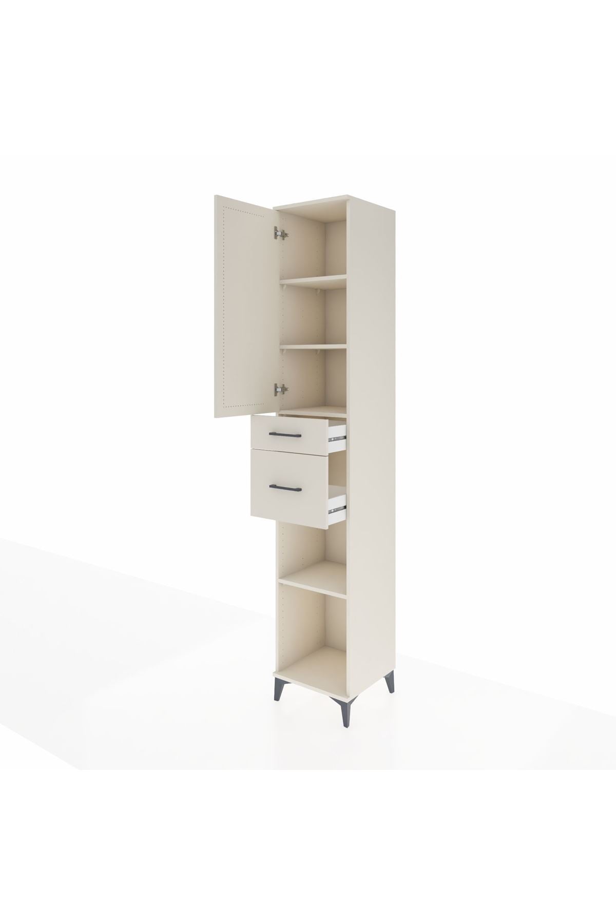 Hyperion Dolap 4 Raflı 2 Çekmeceli Tek Kapaklı 44x44x243 Aytaşı-Aytaşı