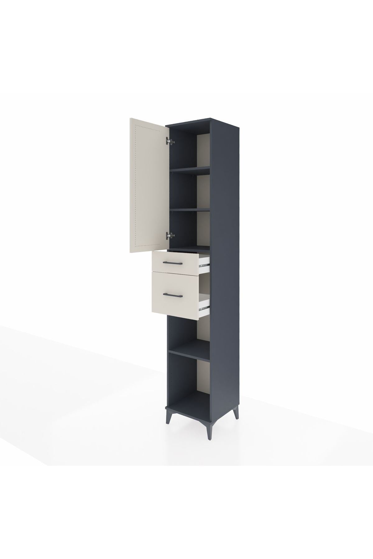 Hyperion Dolap 4 Raflı 2 Çekmeceli Tek Kapaklı 44x44x243 Antrasit-Aytaşı