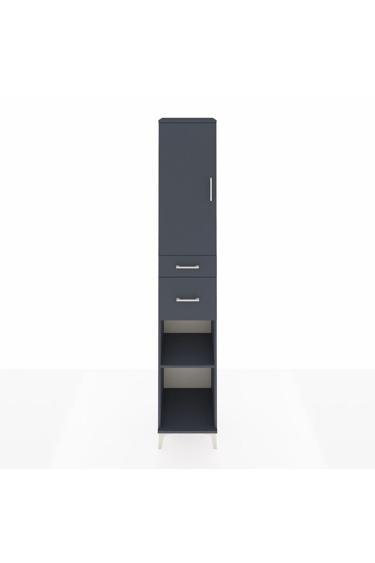 Hyperion Dolap 4 Raflı 2 Çekmeceli Tek Kapaklı 44x44x243 Antrasit-Antrasit