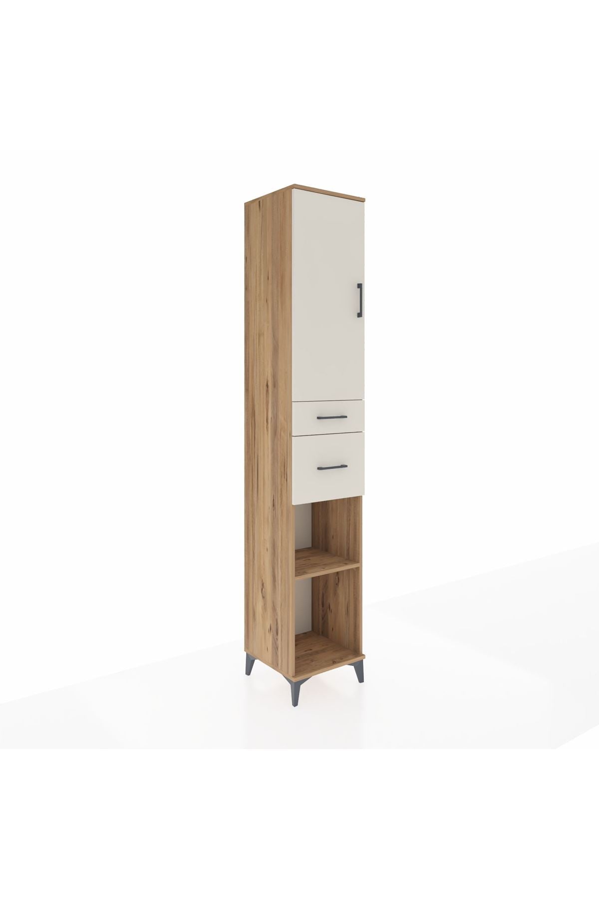 Hyperion Dolap 4 Raflı 2 Çekmeceli Tek Kapaklı 44x44x243 Çam-Aytaşı