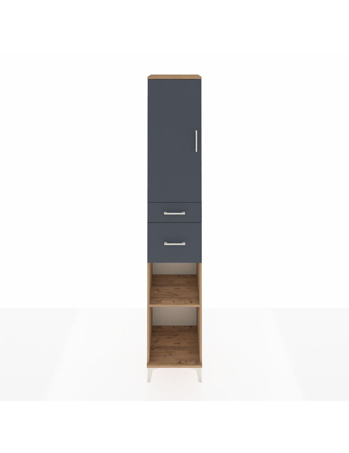 Hyperion Dolap 4 Raflı 2 Çekmeceli Tek Kapaklı 44x44x243 Çam-Antrasit