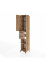 Hyperion Dolap 4 Raflı 2 Çekmeceli Tek Kapaklı 44x44x243 Çam-Çam