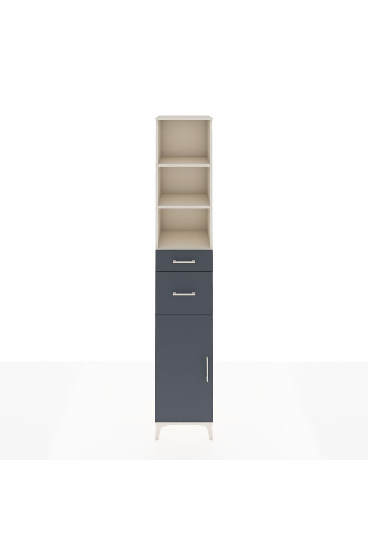 Hyperion Dolap 4 Raflı 2 Çekmeceli Tek Kapaklı 44x44x243 Aytaşı-Antrasit