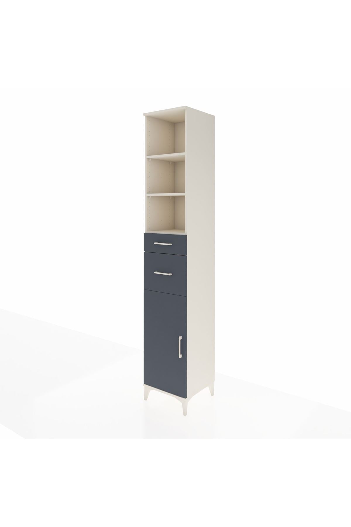 Hyperion Dolap 4 Raflı 2 Çekmeceli Tek Kapaklı 44x44x243 Aytaşı-Antrasit