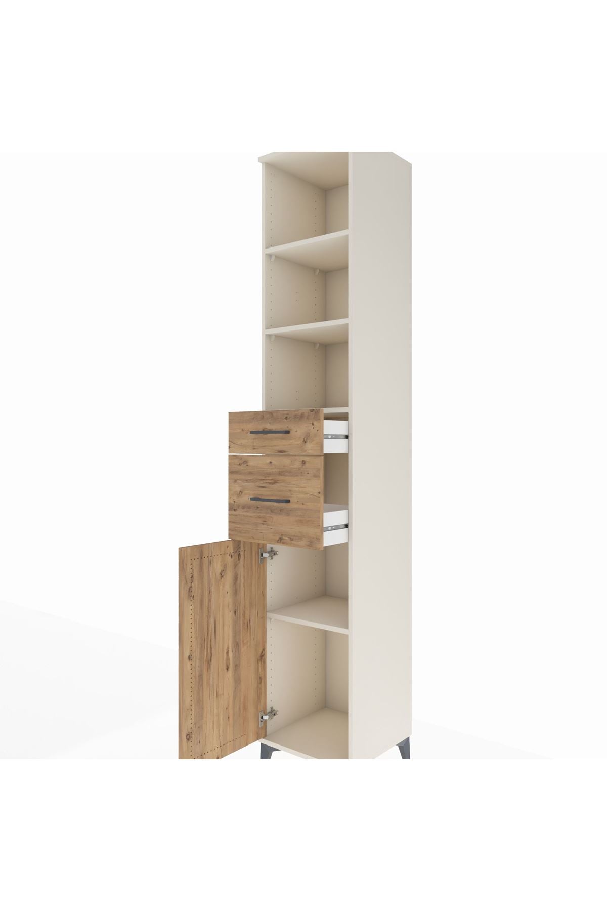 Hyperion Dolap 4 Raflı 2 Çekmeceli Tek Kapaklı 44x44x243 Aytaşı-Çam