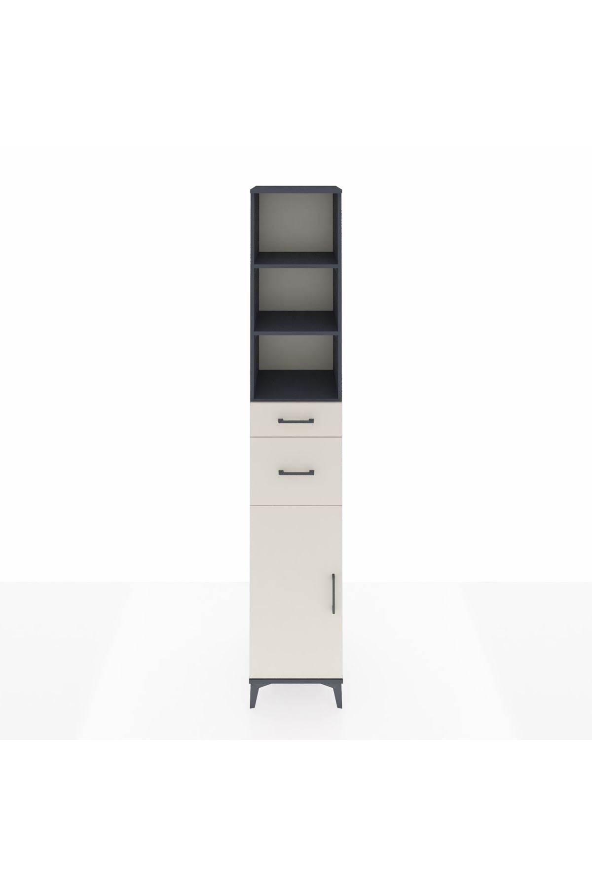 Hyperion Dolap 4 Raflı 2 Çekmeceli Tek Kapaklı 44x44x243 Antrasit-Aytaşı