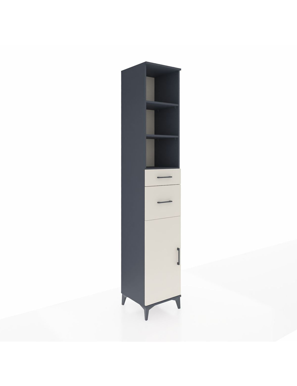 Hyperion Dolap 4 Raflı 2 Çekmeceli Tek Kapaklı 44x44x243 Antrasit-Aytaşı