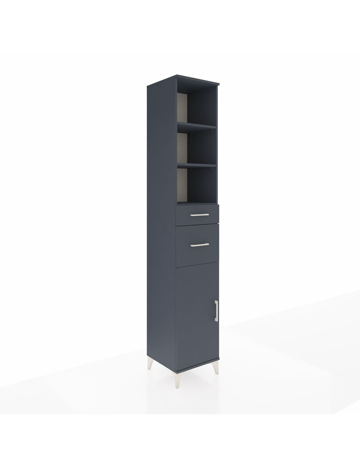 Hyperion Dolap 4 Raflı 2 Çekmeceli Tek Kapaklı 44x44x243 Antrasit-Antrasit