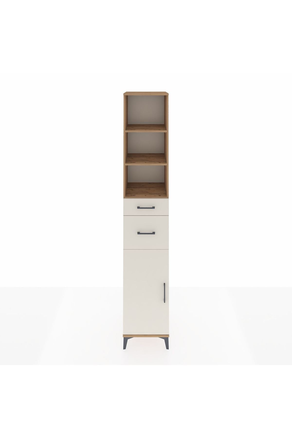 Hyperion Dolap 4 Raflı 2 Çekmeceli Tek Kapaklı 44x44x243 Çam-Aytaşı