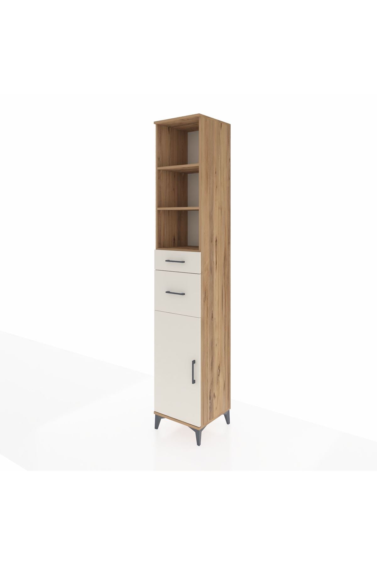 Hyperion Dolap 4 Raflı 2 Çekmeceli Tek Kapaklı 44x44x243 Çam-Aytaşı