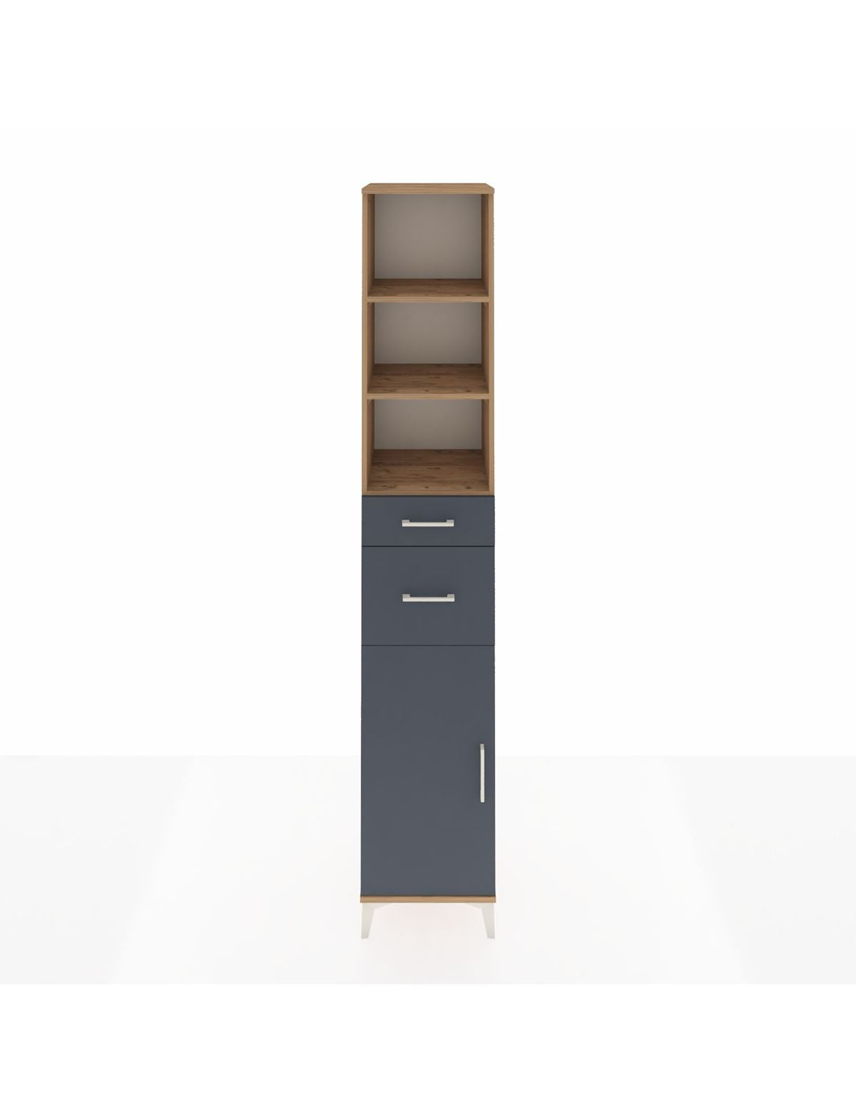 Hyperion Dolap 4 Raflı 2 Çekmeceli Tek Kapaklı 44x44x243 Çam-Antrasit