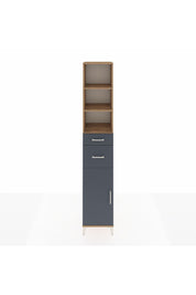 Hyperion Dolap 4 Raflı 2 Çekmeceli Tek Kapaklı 44x44x243 Çam-Antrasit