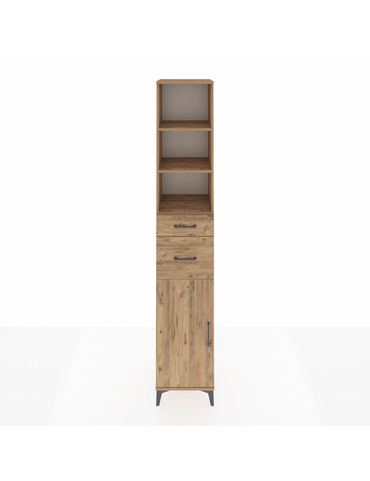 Hyperion Dolap 4 Raflı 2 Çekmeceli Tek Kapaklı 44x44x243 Çam-Çam