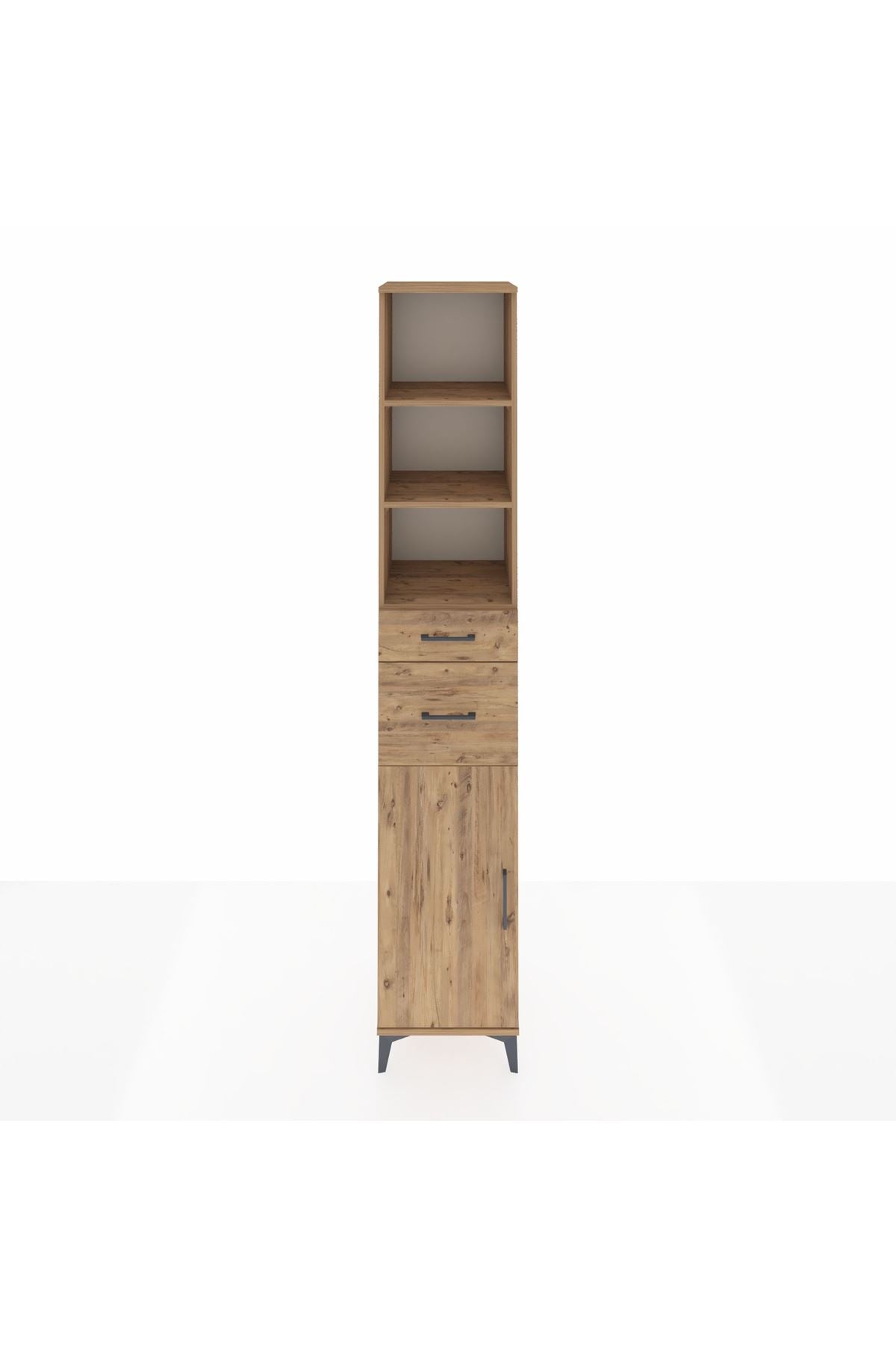 Hyperion Dolap 4 Raflı 2 Çekmeceli Tek Kapaklı 44x44x243 Çam-Çam