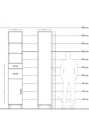 Hyperion Dolap 4 Raflı 2 Çekmeceli Tek Kapaklı 44x44x243 Çam-Çam