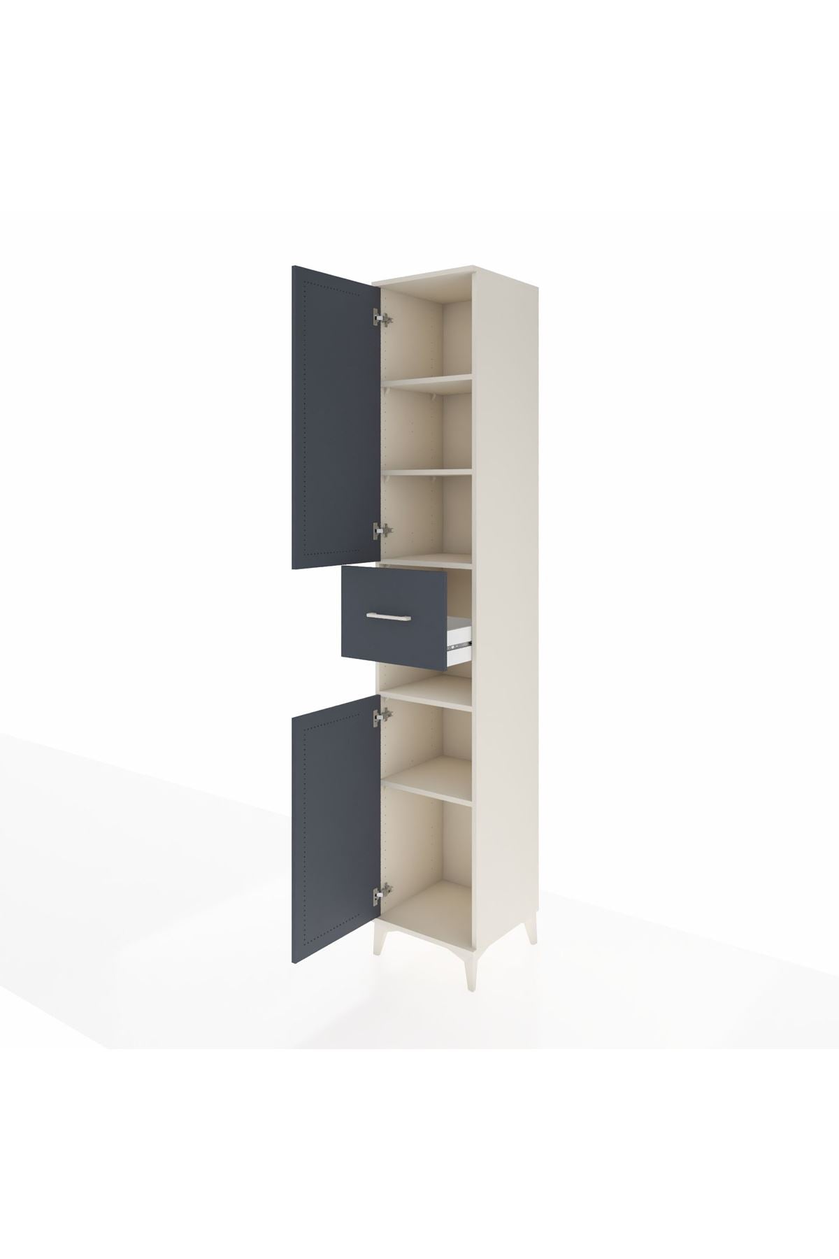 Hyperion Dolap 5 Raflı Tek Çekmeceli 2 Kapaklı 44x44x243 Aytaşı-Antrasit