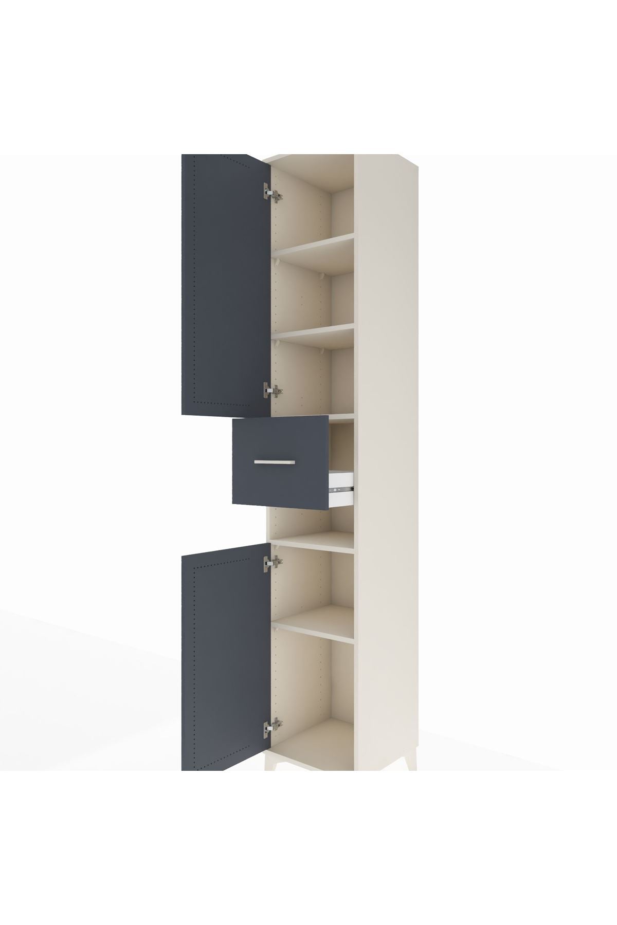 Hyperion Dolap 5 Raflı Tek Çekmeceli 2 Kapaklı 44x44x243 Aytaşı-Antrasit