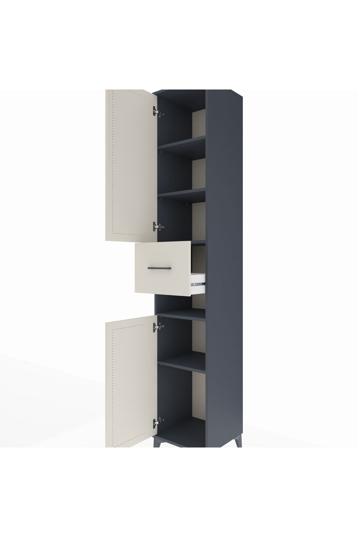 Hyperion Dolap 5 Raflı Tek Çekmeceli 2 Kapaklı 44x44x243 Antrasit-Aytaşı