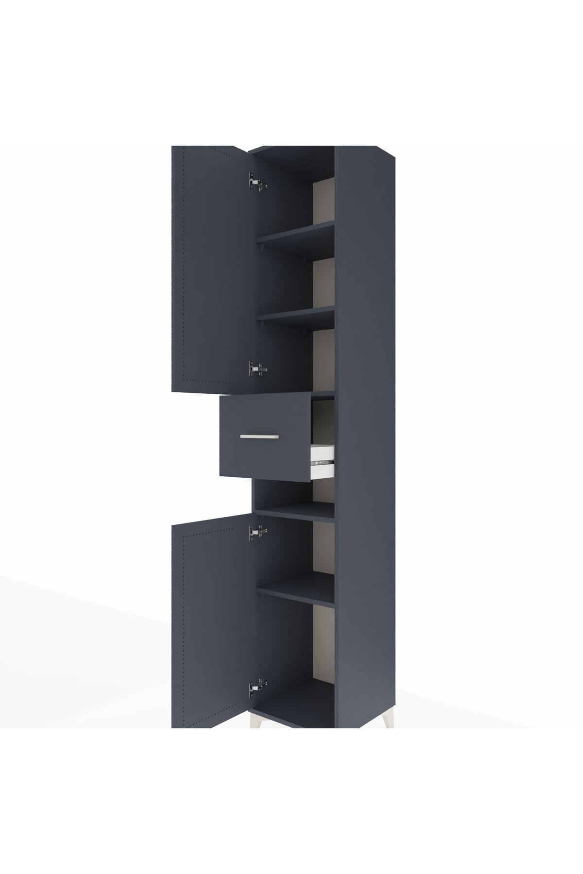 Hyperion Dolap 5 Raflı Tek Çekmeceli 2 Kapaklı 44x44x243 Antrasit-Antrasit