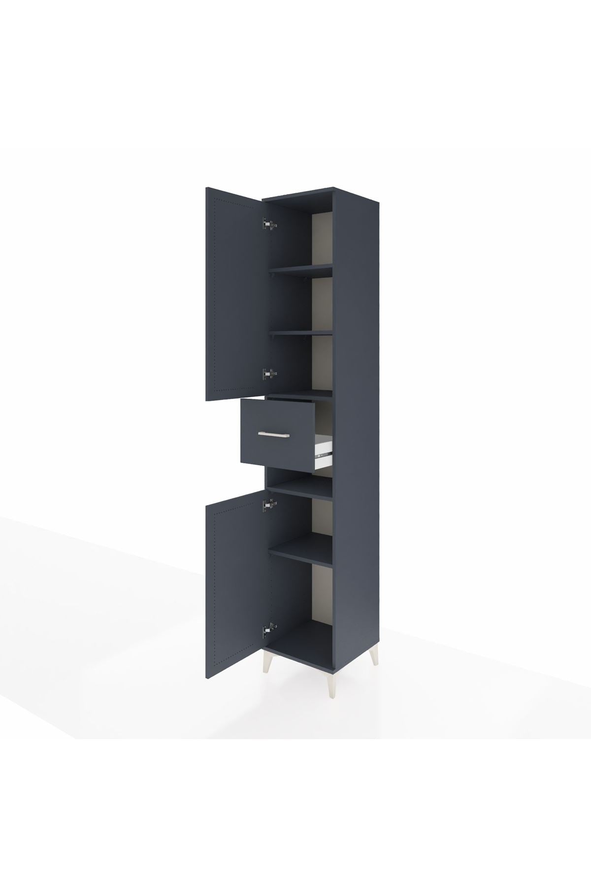 Hyperion Dolap 5 Raflı Tek Çekmeceli 2 Kapaklı 44x44x243 Antrasit-Antrasit