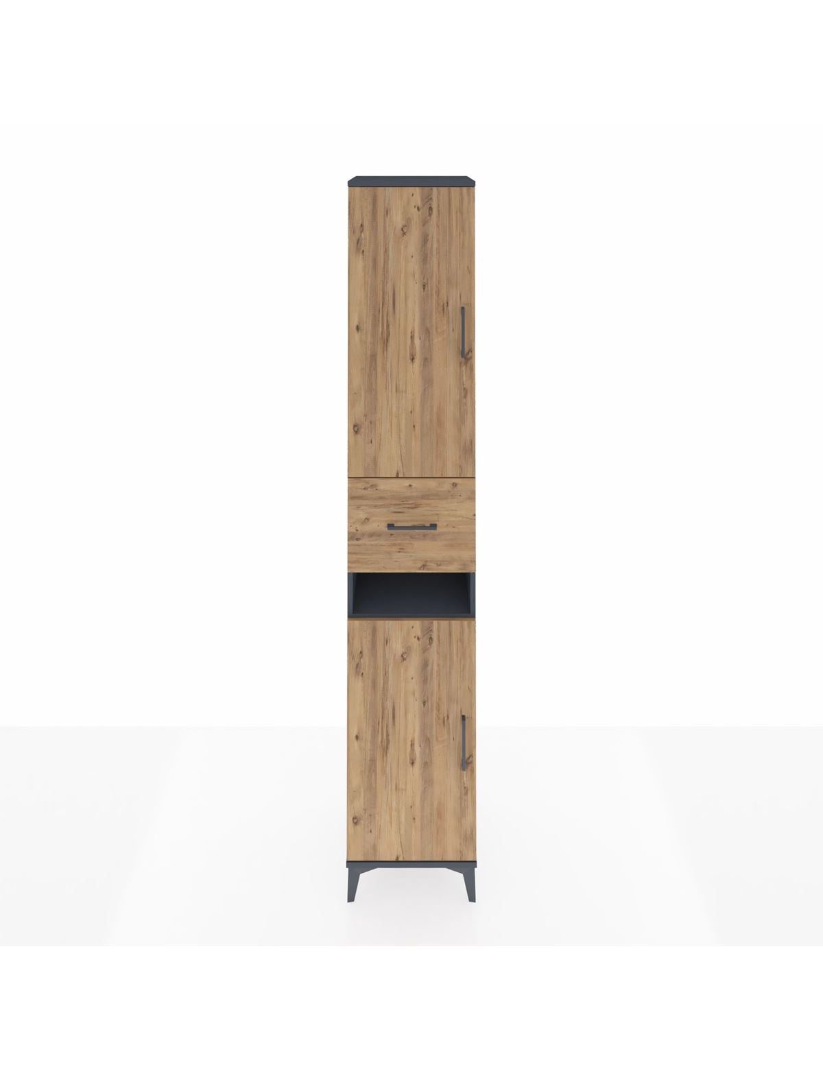 Hyperion Dolap 5 Raflı Tek Çekmeceli 2 Kapaklı 44x44x243 Antrasit-Çam