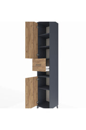 Hyperion Dolap 5 Raflı Tek Çekmeceli 2 Kapaklı 44x44x243 Antrasit-Çam