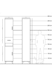 Hyperion Dolap 5 Raflı Tek Çekmeceli 2 Kapaklı 44x44x243 Antrasit-Çam