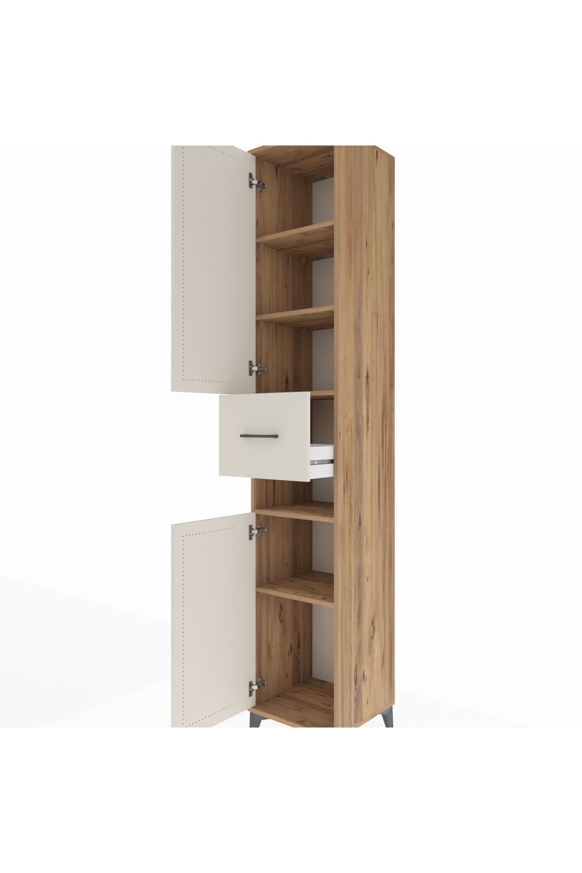 Hyperion Dolap 5 Raflı Tek Çekmeceli 2 Kapaklı 44x44x243 Çam-Aytaşı