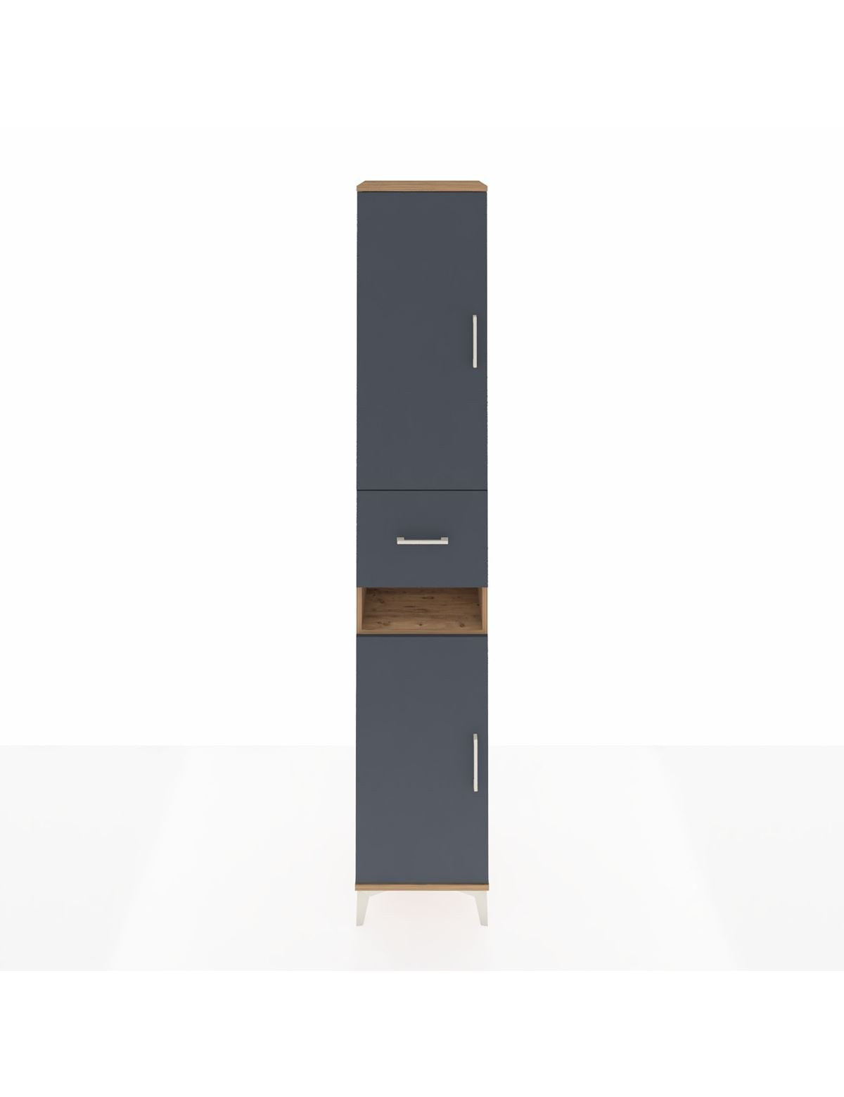 Hyperion Dolap 5 Raflı Tek Çekmeceli 2 Kapaklı 44x44x243 Çam-Antrasit