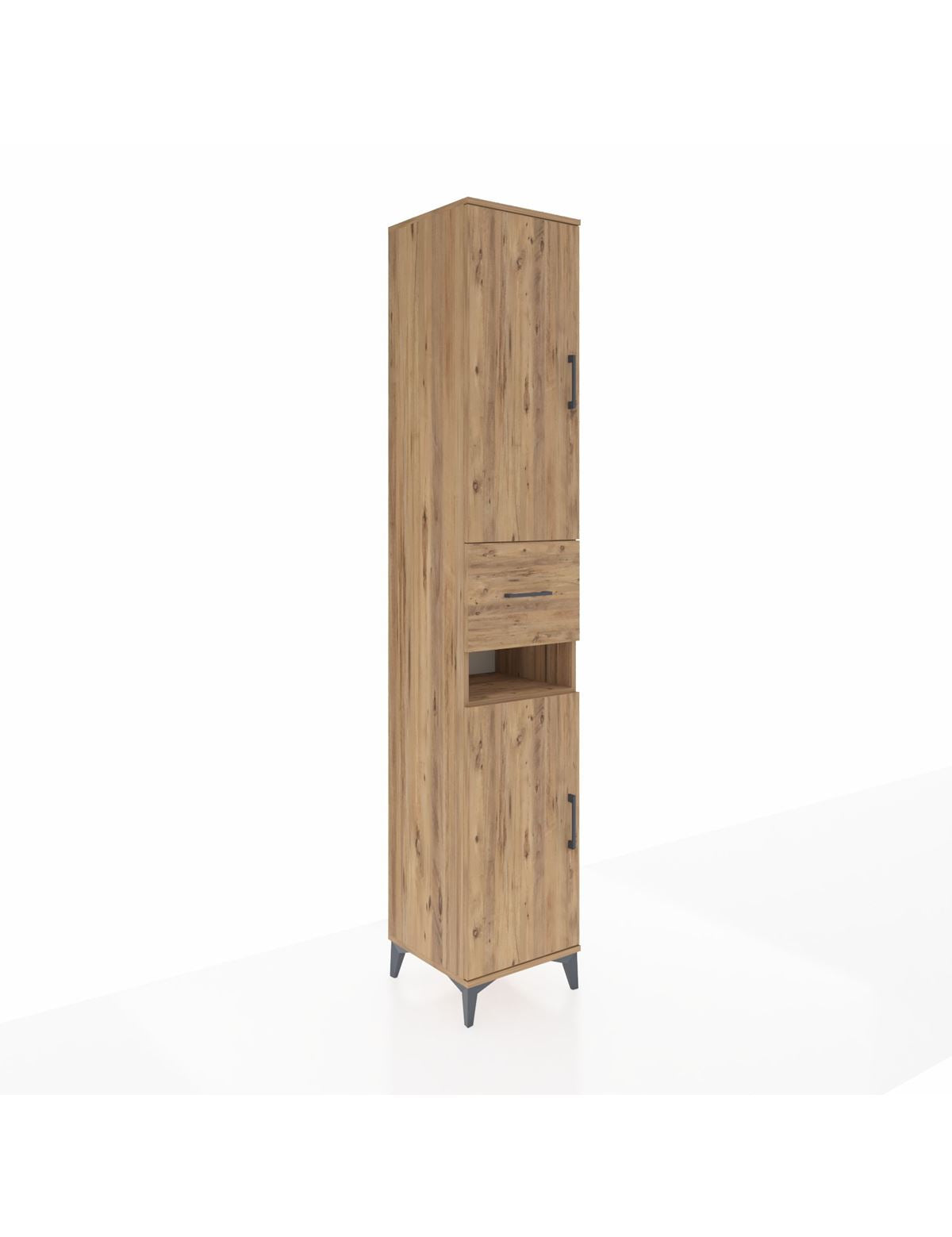 Hyperion Dolap 5 Raflı Tek Çekmeceli 2 Kapaklı 44x44x243 Çam-Çam