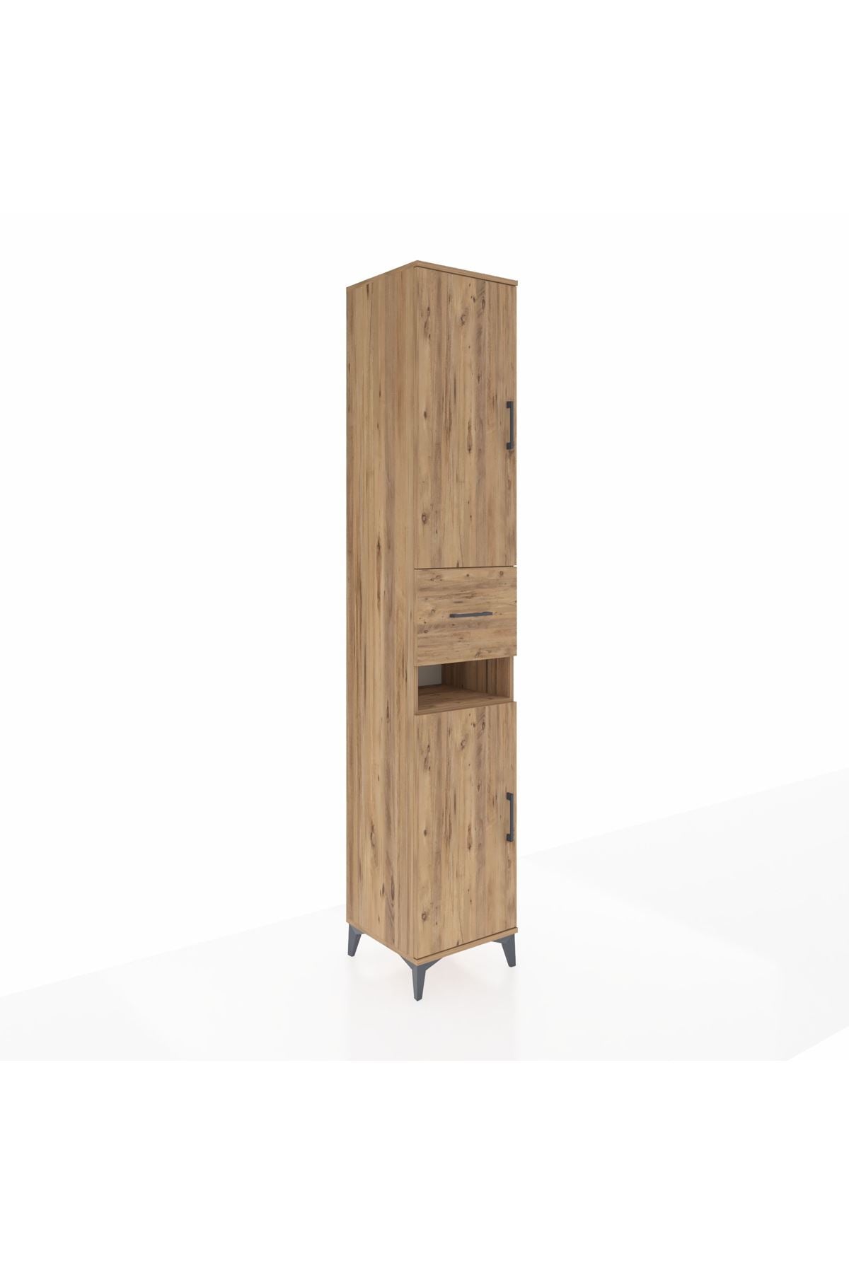 Hyperion Dolap 5 Raflı Tek Çekmeceli 2 Kapaklı 44x44x243 Çam-Çam