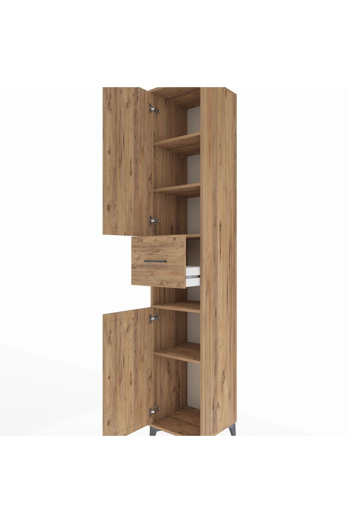 Hyperion Dolap 5 Raflı Tek Çekmeceli 2 Kapaklı 44x44x243 Çam-Çam