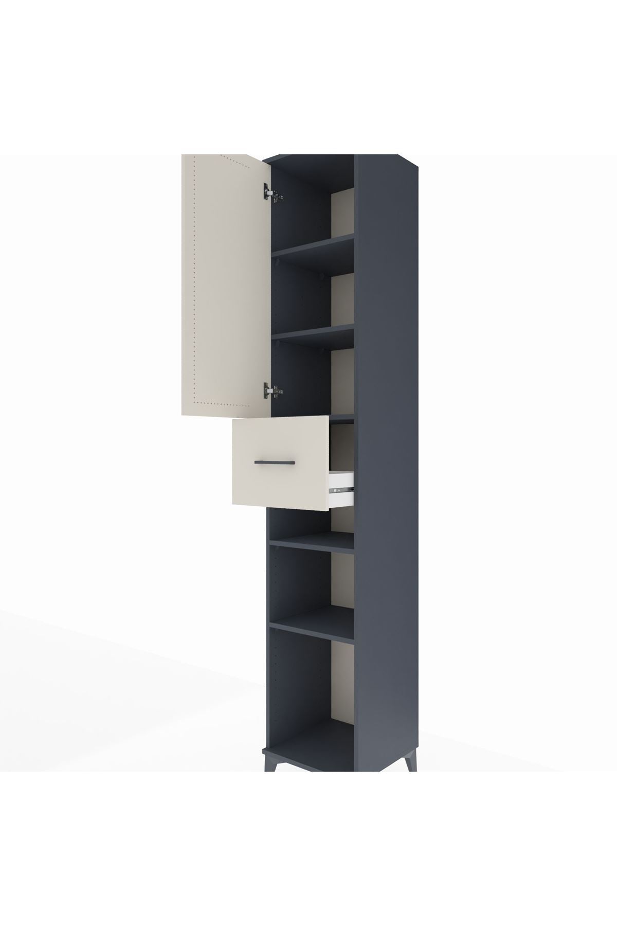 Hyperion Dolap 5 Raflı Tek Çekmeceli Tek Kapaklı 44x44x243 Antrasit-Aytaşı