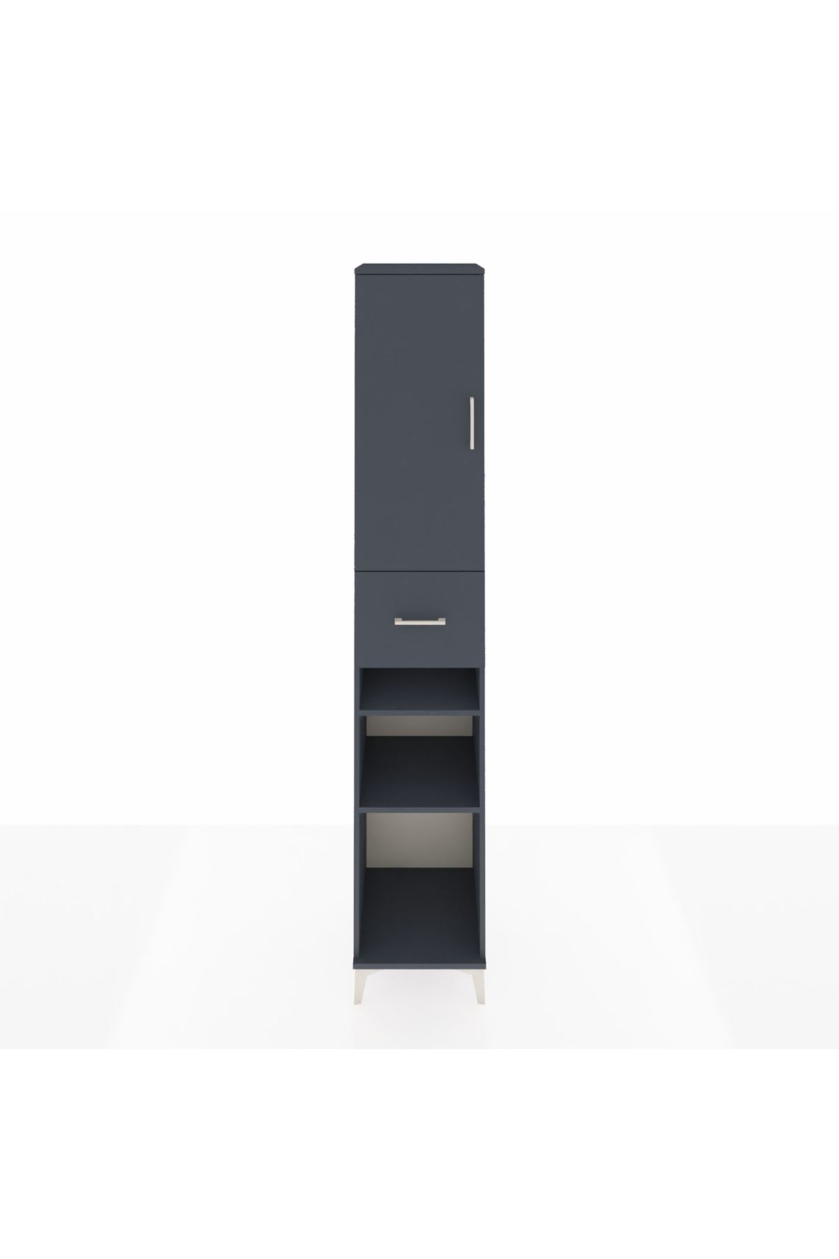 Hyperion Dolap 5 Raflı Tek Çekmeceli Tek Kapaklı 44x44x243 Antrasit-Antrasit