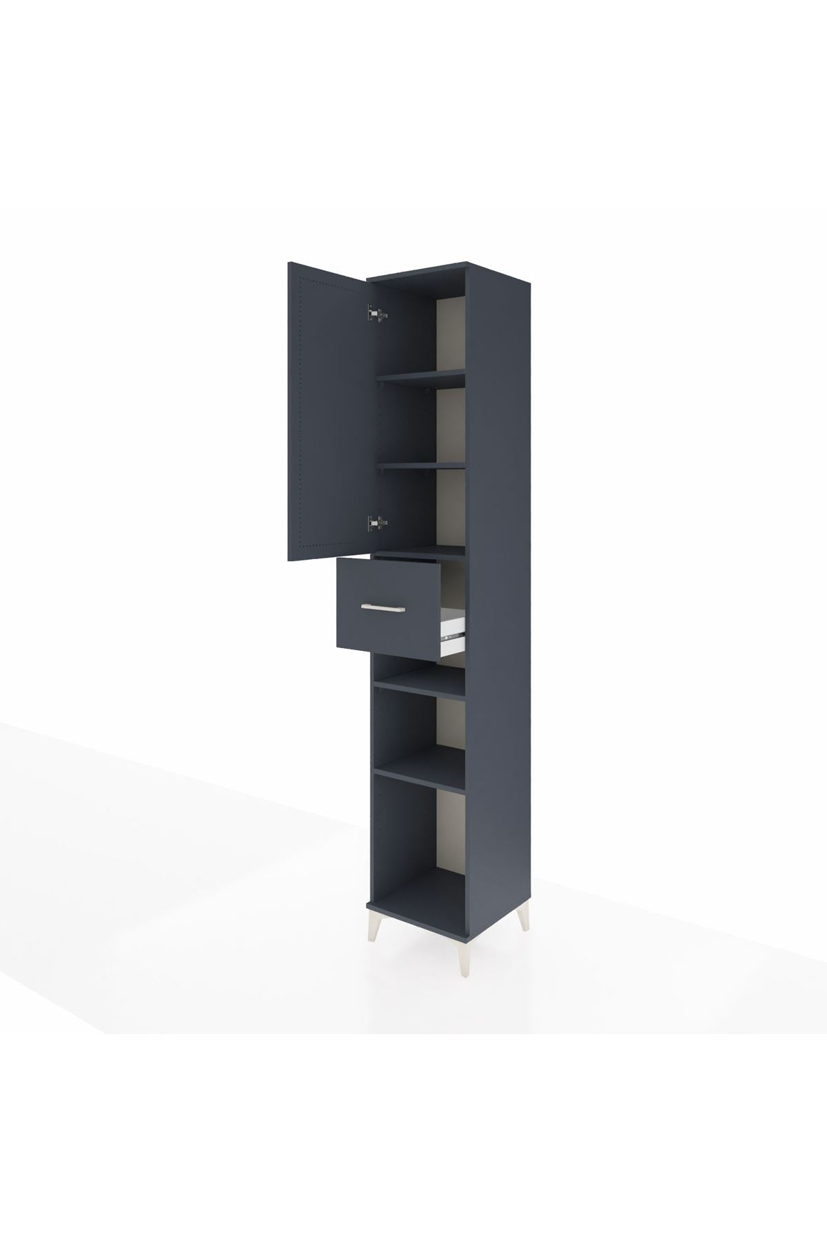 Hyperion Dolap 5 Raflı Tek Çekmeceli Tek Kapaklı 44x44x243 Antrasit-Antrasit