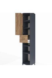 Hyperion Dolap 5 Raflı Tek Çekmeceli Tek Kapaklı 44x44x243 Antrasit-Çam