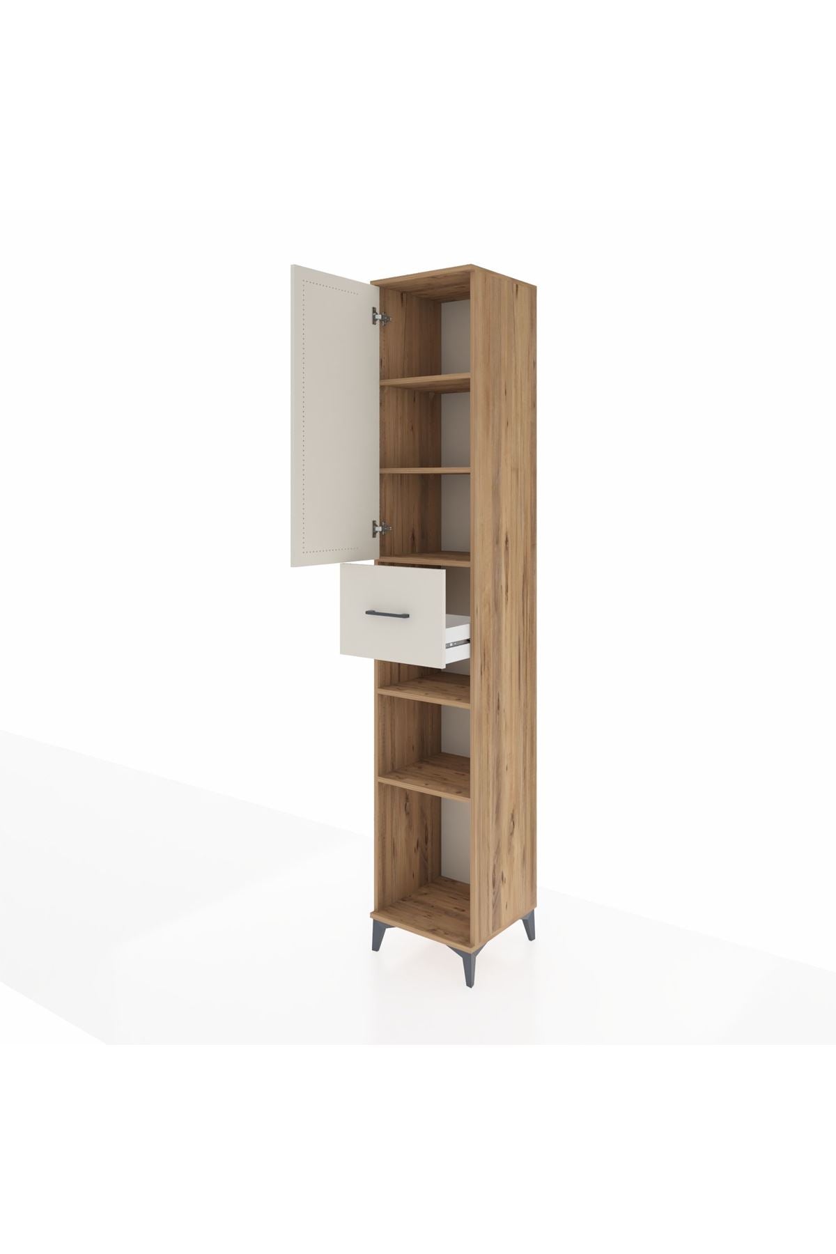 Hyperion Dolap 5 Raflı Tek Çekmeceli Tek Kapaklı 44x44x243 Çam-Aytaşı