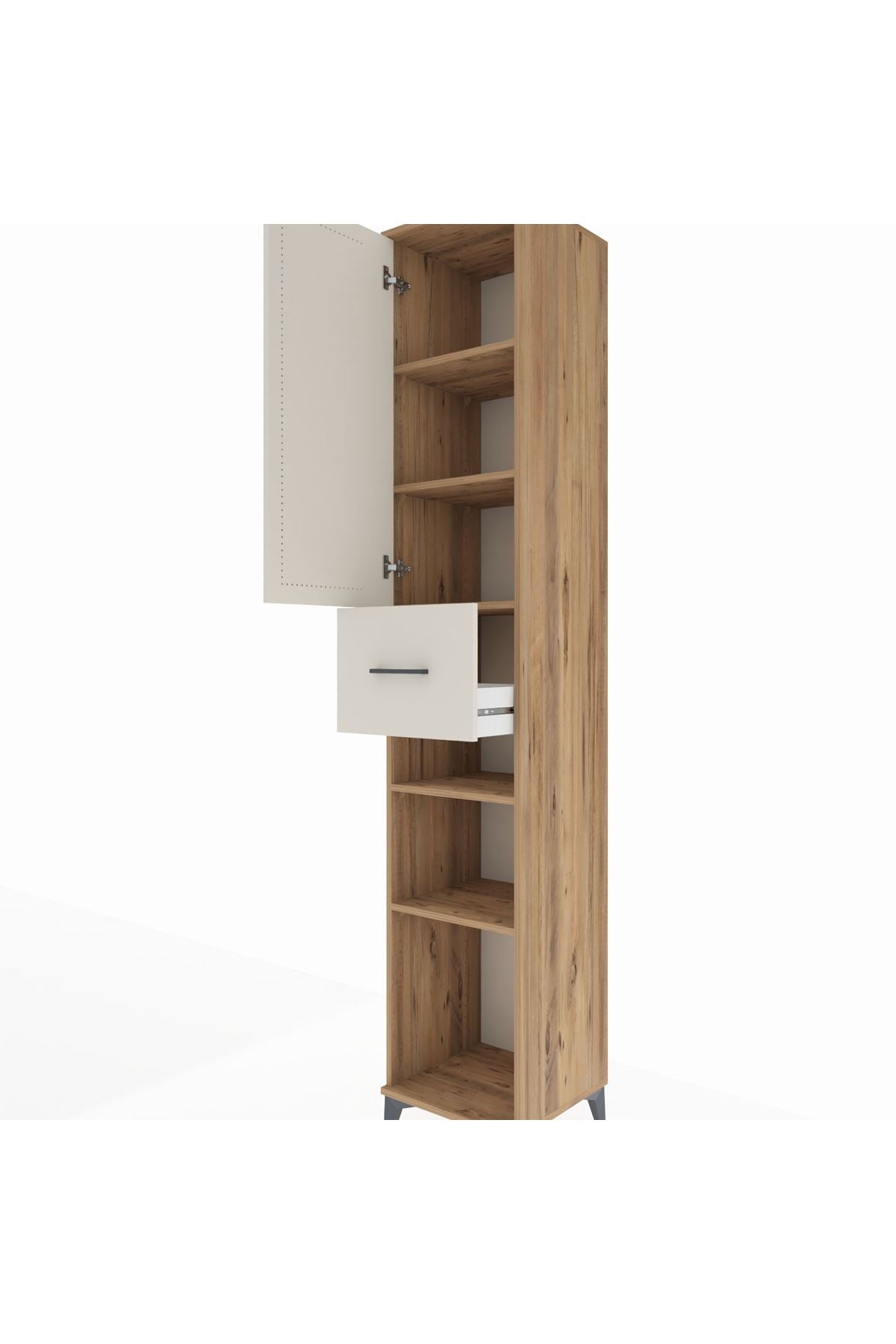 Hyperion Dolap 5 Raflı Tek Çekmeceli Tek Kapaklı 44x44x243 Çam-Aytaşı